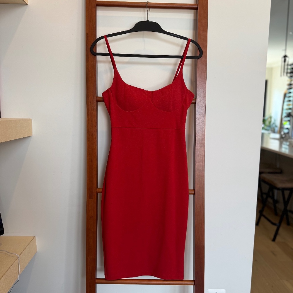Windsor Balconette Bodycon Dress – Red – Size M